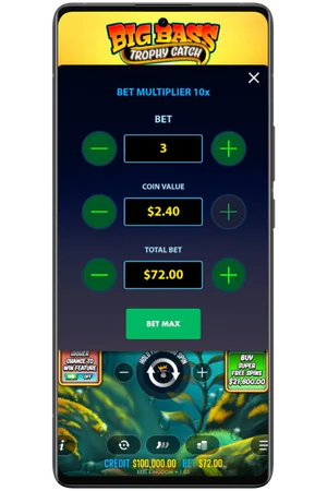 Big Bass Trophy Catch bet selection screen